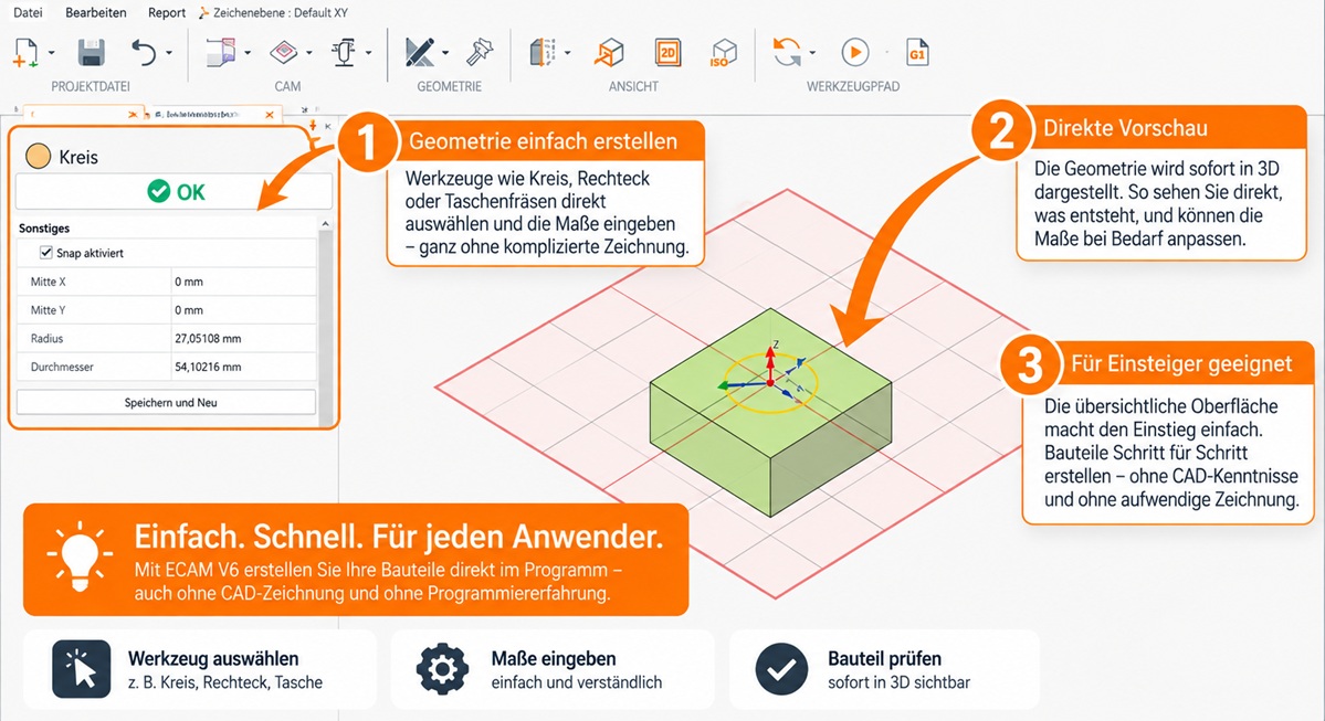 ECAM V6 2D Fräsen – CNC Programmierung einfach für Einsteiger