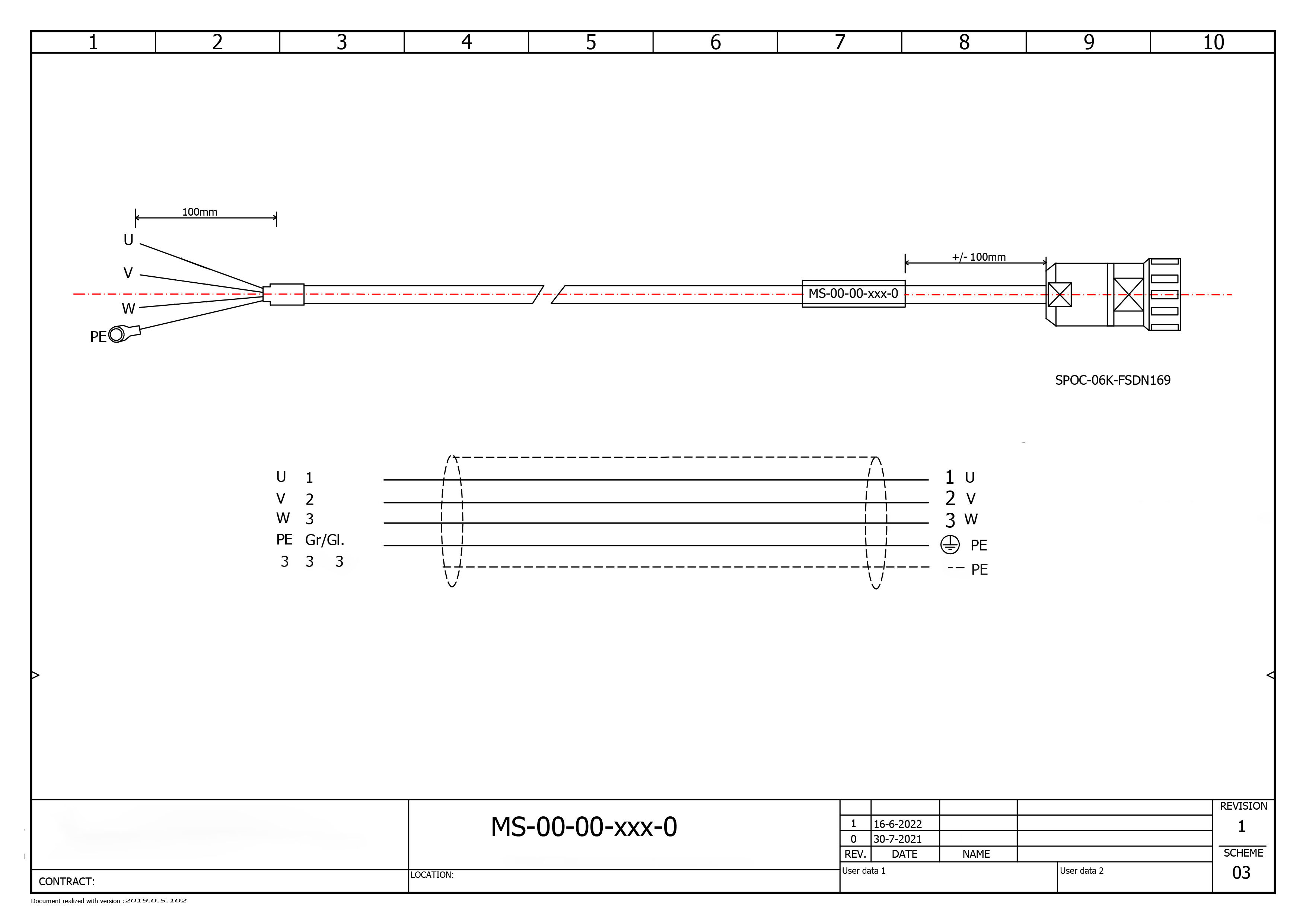 B2/B3 Motorkabel  100 - 750 Watt