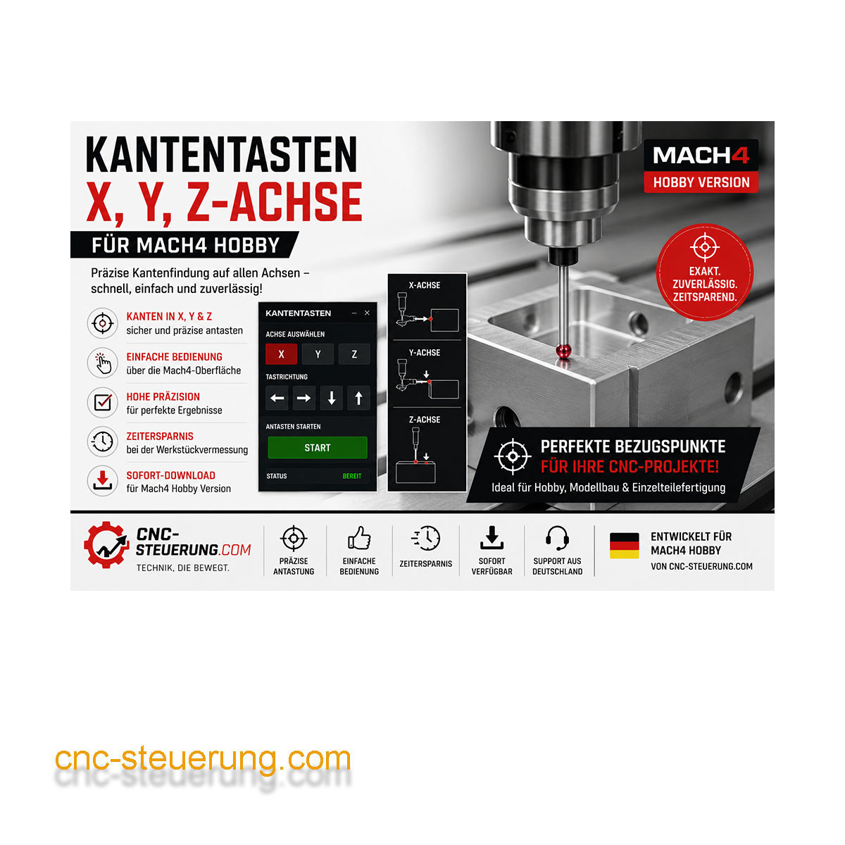 Kantentasten X- Y -Z Achse Mach4 Hobby
