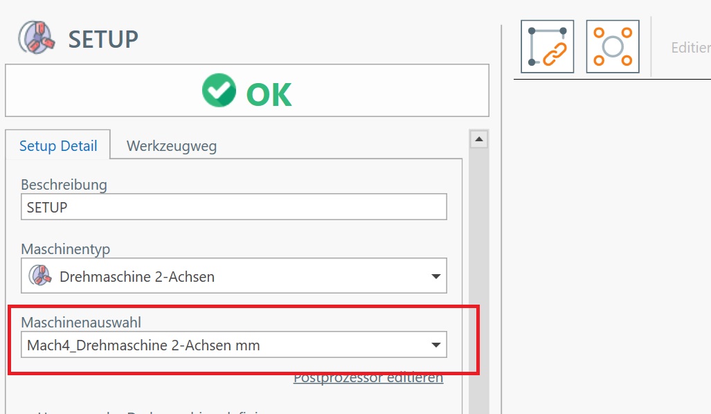 Postprozessor zuweisen