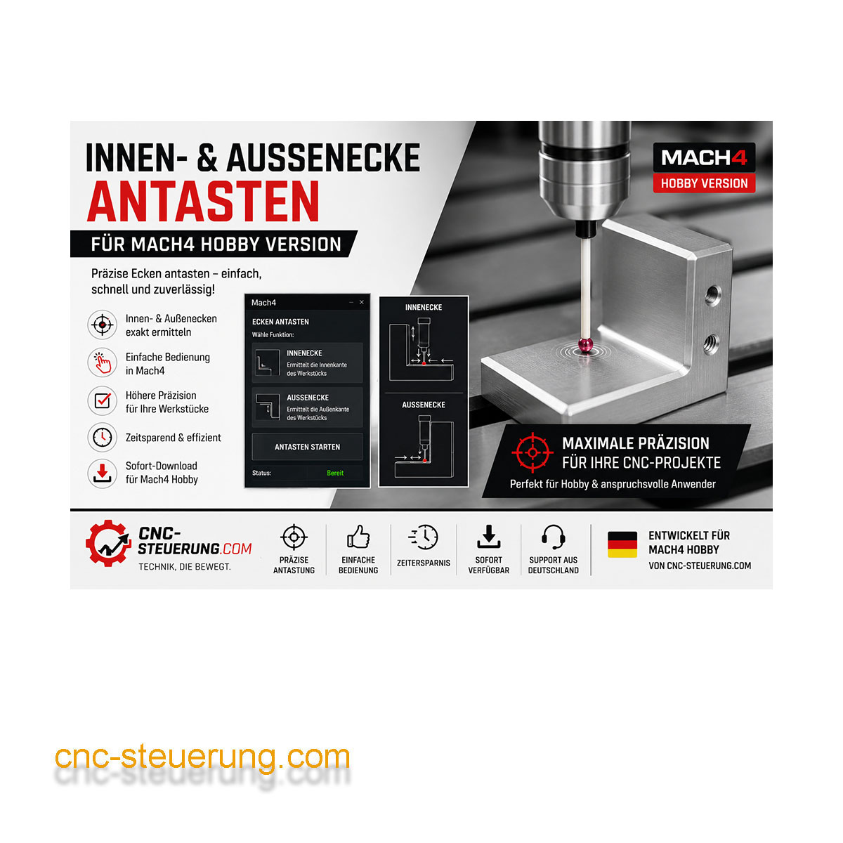 Innen / Aussenecke Antasten Mach4 Hobby Version
