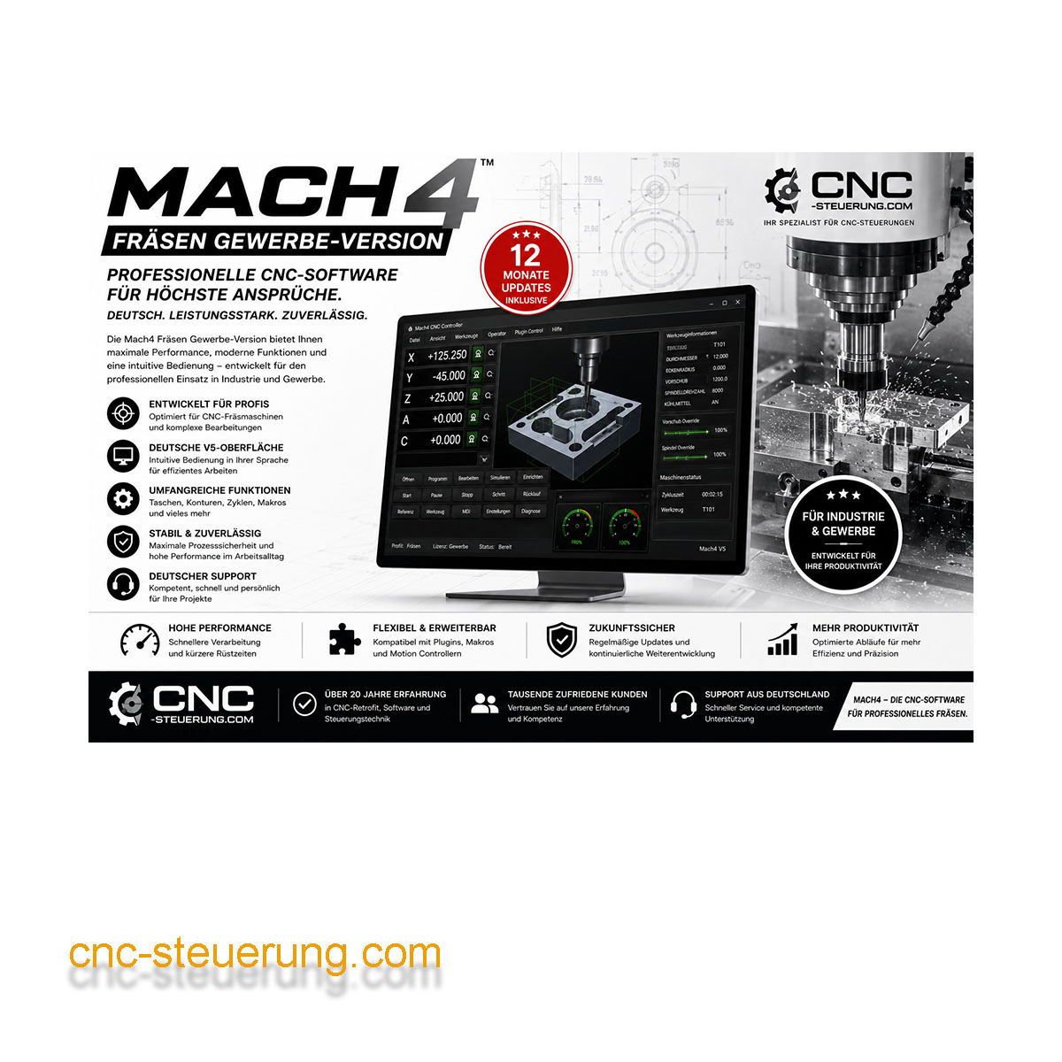 Mach4 Software Fräsen Gewerbe Version Deutsch