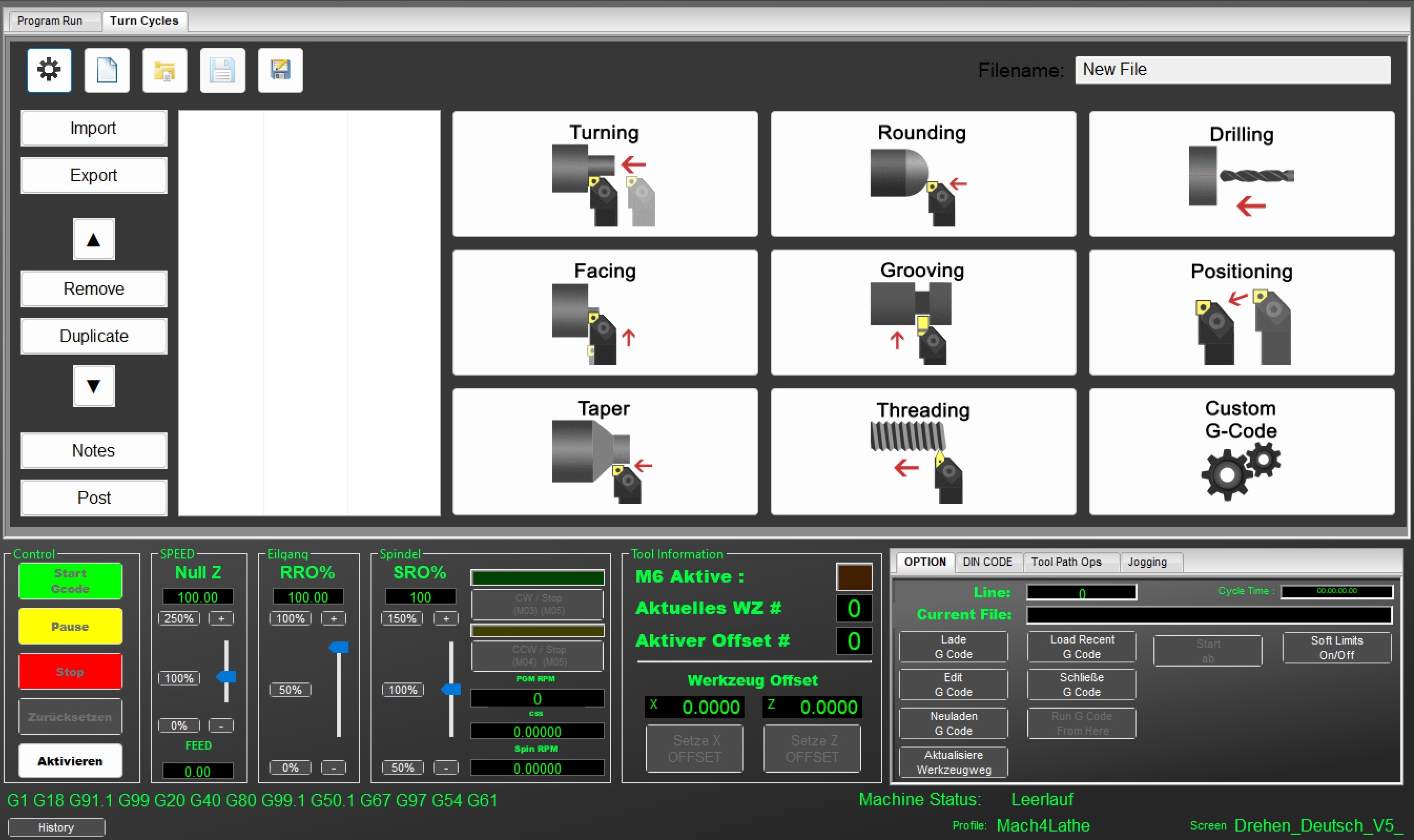 Mach4 Software Privat Version "Drehen"