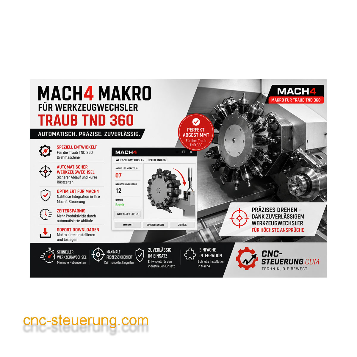 Mach4 Makro für Werkzeugwechsler für eine Traub TND 360 Drehmaschine
