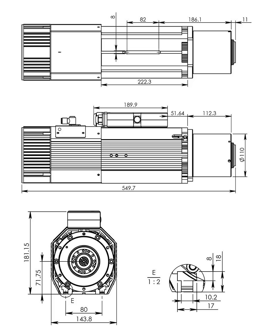 HF Spindel 9 KW Luftgekühlt mit 11 KW C2000 HF Spindel 9 KW Luftgekühlt mit 11 KW C2000
