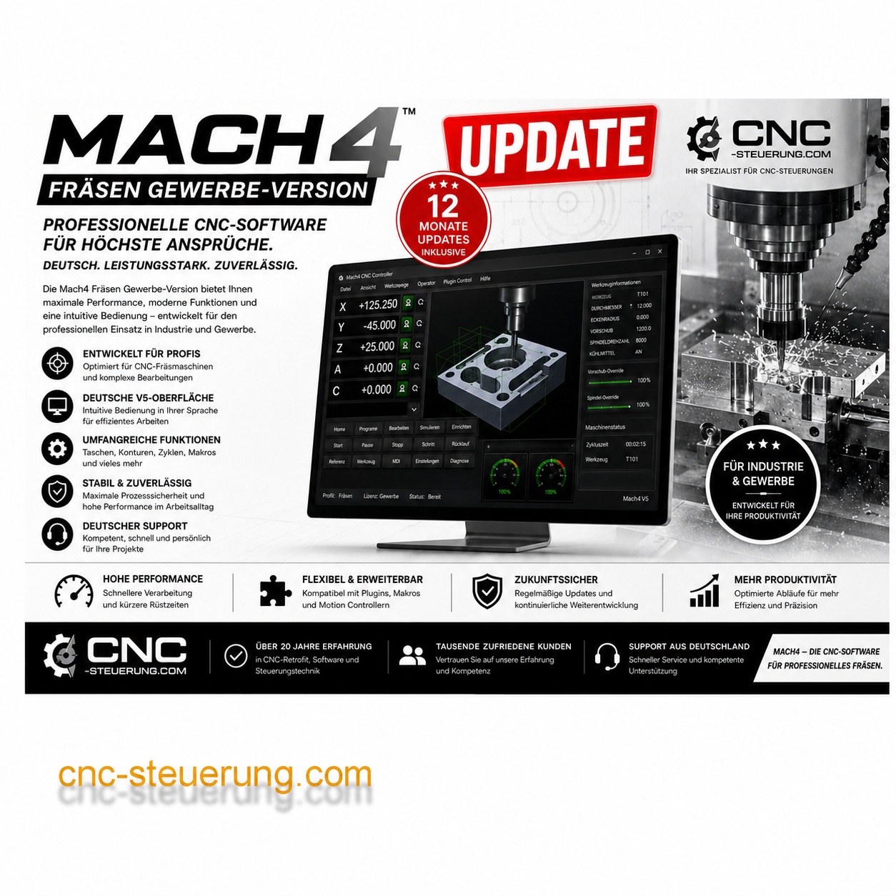 Mach4 Software Fräsen Gewerbe Version Deutsch Update